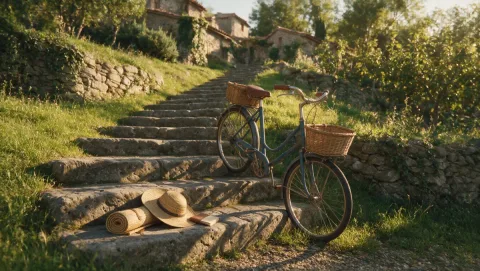 They Were Sun Bathing When Nindya Don't spot a Man Climbing The Steep Steps Carrying  His Bicycle.